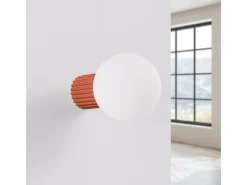 Sollux Lighting Aplique Para Pared-Lámpara De Pared Halo Moderno De Aluminio/Vidrio - 1 Fuentes Luminosas - L.12 X A.12 Cm - Ocre Rojo
