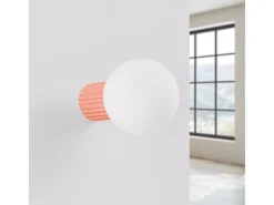 Clearance Sollux Lighting Lámpara De Pared Halo Moderno De Aluminio/Vidrio - 1 Fuentes Luminosas - L.12 X A.12 Cm - Durazno Rosa