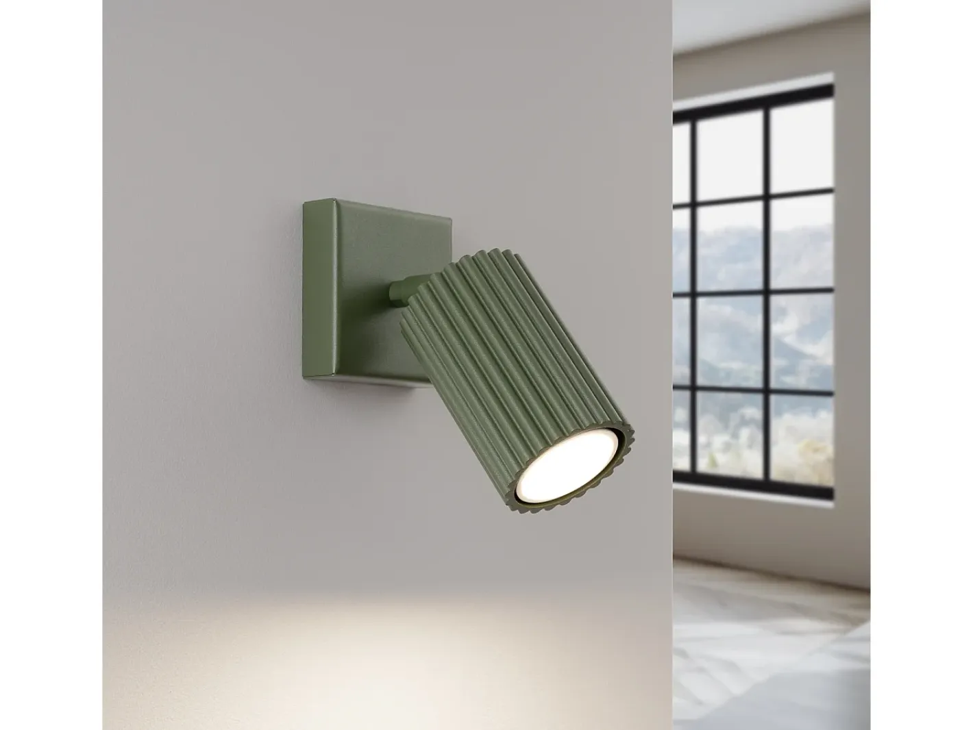 Online Sollux Lighting Lámpara De Pared Karbon Minimalista De Aluminio - 1 Fuentes Luminosas - L.8 X A.8 Cm - Oliva Verde