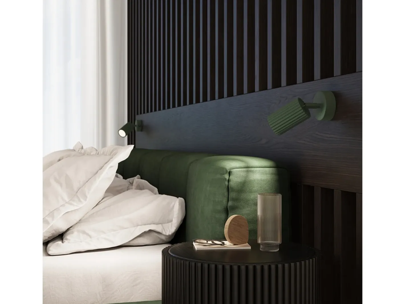 Online Sollux Lighting Lámpara De Pared Karbon Minimalista De Aluminio - 1 Fuentes Luminosas - L.8 X A.8 Cm - Oliva Verde