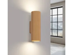 New Sollux Lighting Lámpara De Pared Karbon Minimalista De Aluminio - 2 Fuentes Luminosas - L.6,5 X A.20 Cm - Dorado
