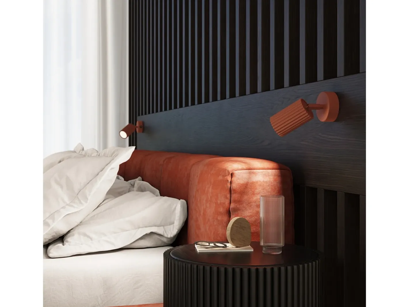 Sollux Lighting Lámpara De Pared Karbon Minimalista De Aluminio - 1 Fuentes Luminosas - L.8 X A.8 Cm - Ocre Rojo