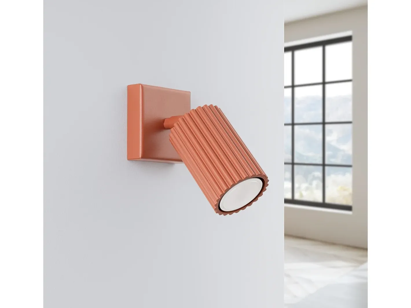 Sollux Lighting Lámpara De Pared Karbon Minimalista De Aluminio - 1 Fuentes Luminosas - L.8 X A.8 Cm - Ocre Rojo