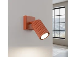 Sollux Lighting Lámpara De Pared Karbon Minimalista De Aluminio - 1 Fuentes Luminosas - L.8 X A.8 Cm - Ocre Rojo