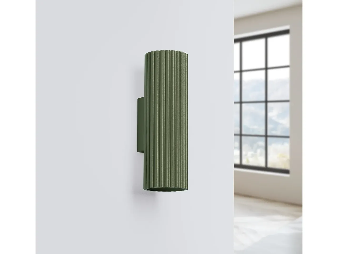 Sollux Lighting Lámpara De Pared Karbon Minimalista De Aluminio - 2 Fuentes Luminosas - L.6,5 X A.20 Cm - Oliva Verde