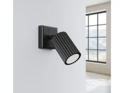 Outlet Sollux Lighting Lámpara De Pared Karbon Minimalista De Aluminio - 1 Fuentes Luminosas - L.8 X A.8 Cm - Negro