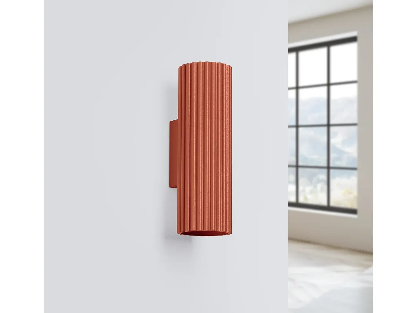 Sollux Lighting Lámpara De Pared Karbon Minimalista De Aluminio - 2 Fuentes Luminosas - L.6,5 X A.20 Cm - Ocre Rojo