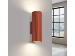 Sollux Lighting Lámpara De Pared Karbon Minimalista De Aluminio - 2 Fuentes Luminosas - L.6,5 X A.20 Cm - Ocre Rojo
