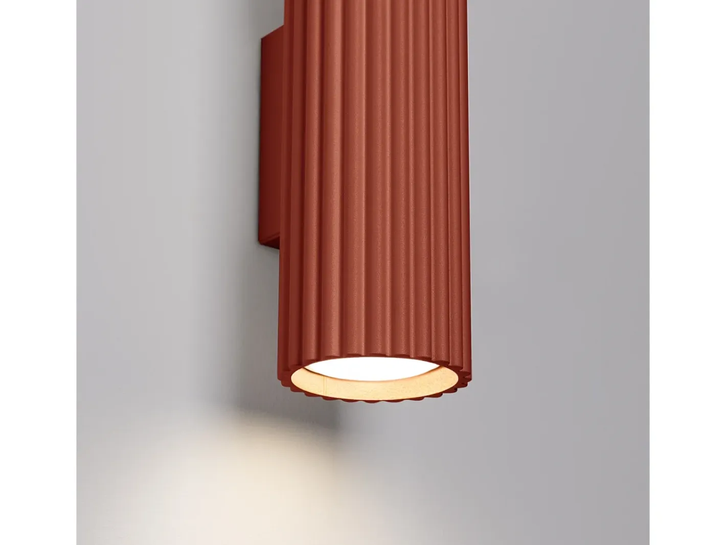 Sollux Lighting Lámpara De Pared Karbon Minimalista De Aluminio - 2 Fuentes Luminosas - L.6,5 X A.20 Cm - Ocre Rojo