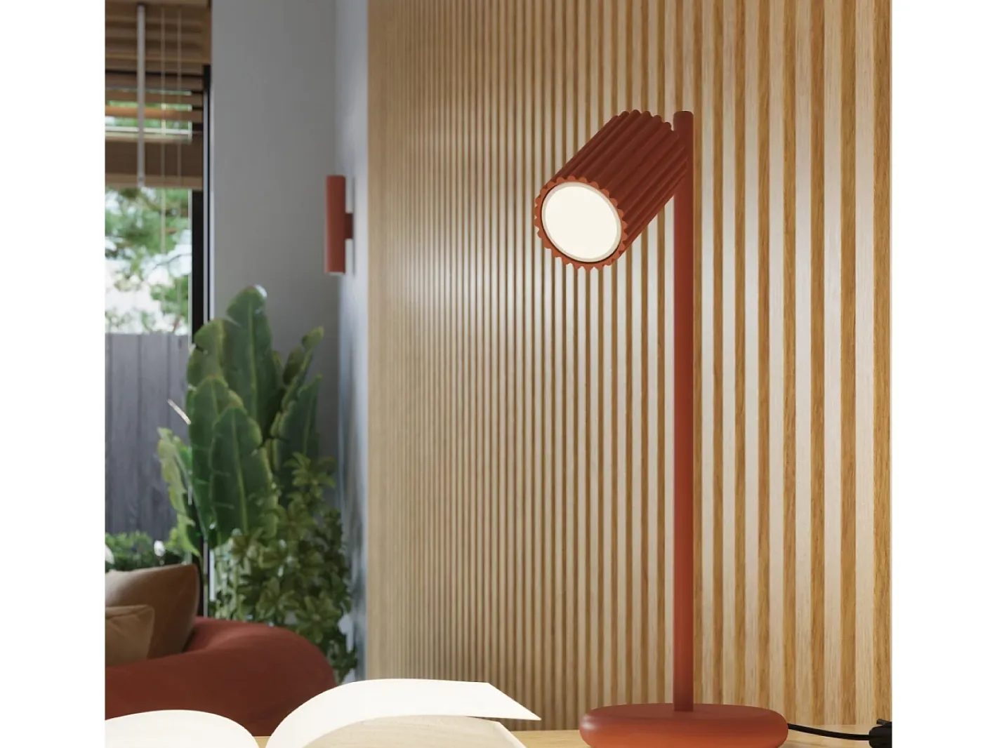 Sollux Lighting Lámpara De Pared Karbon Minimalista De Aluminio - 2 Fuentes Luminosas - L.6,5 X A.20 Cm - Ocre Rojo
