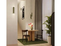 New Sollux Lighting Lámpara De Pared Lagos Desván De Acero - 2 Fuentes Luminosas - L.6 X A.30 Cm - Oliva Verde