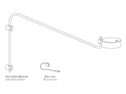 Plafón-Lámpara de pared LED Zafferano SUPER O con brazo recargable y regulable Blanco