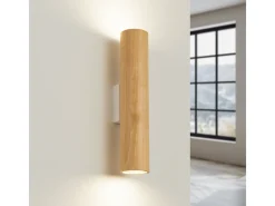 Online Sollux Lighting Lámpara de pared Lino moderno de madera/acero - 2 fuentes luminosas - L.6 x A.30 cm - madera natural/ Blanco
