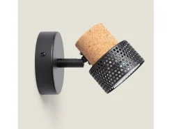 Ledkia Lámpara de Pared Metal y Corcho Liksy Negro