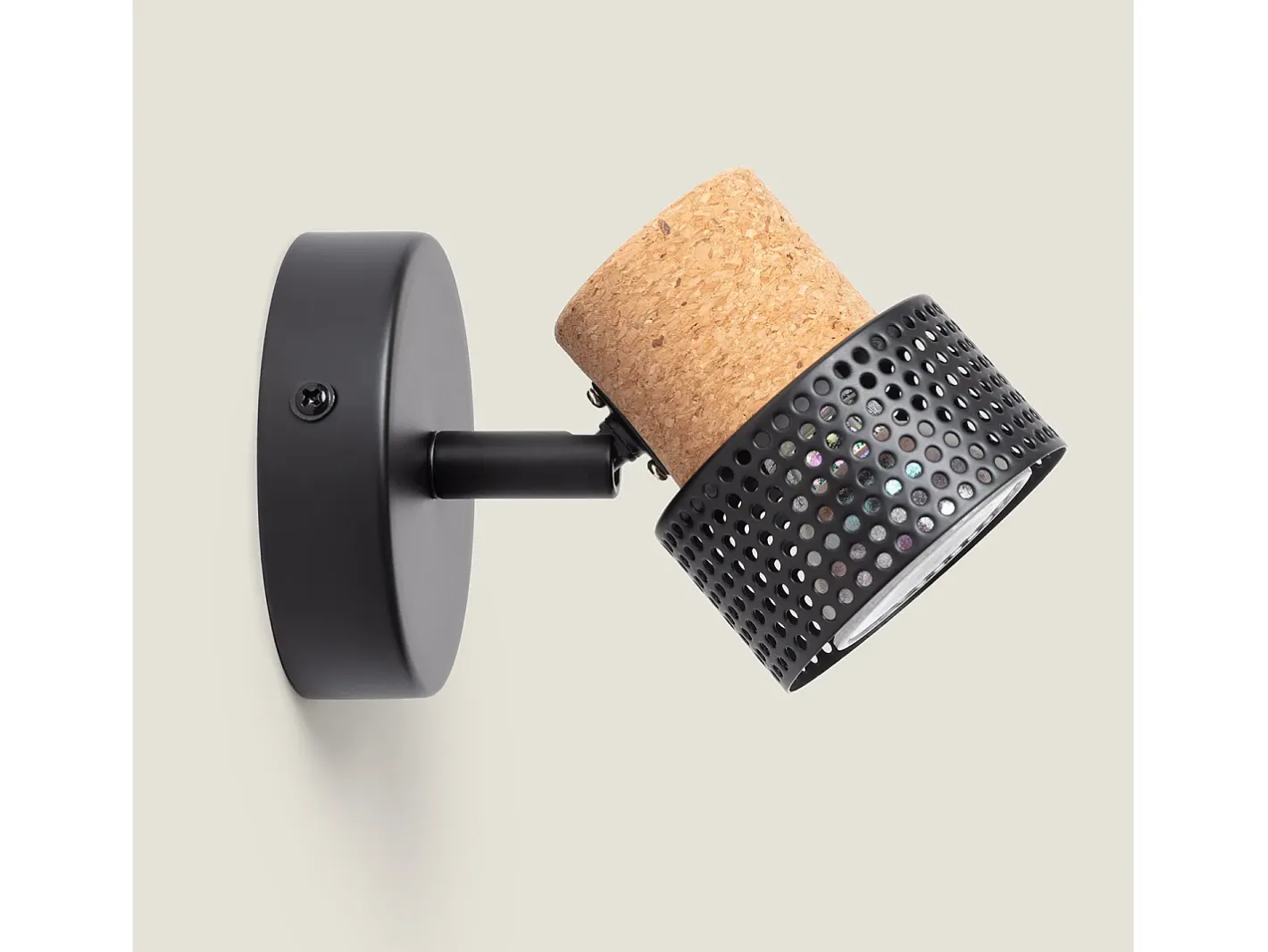 Ledkia Lámpara de Pared Metal y Corcho Liksy Negro