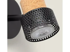 Ledkia Lámpara de Pared Metal y Corcho Liksy Negro