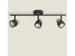 Ledkia Lámpara de Pared Metal y Corcho Tres Focos Liksy Negro Outlet