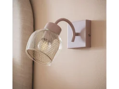 Best Ledkia Lámpara de Pared Metal y Cristal Aziel Maquillaje Rosa