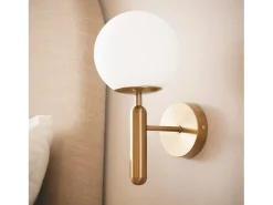 Ledkia Aplique Para Pared-Lámpara de Pared Metal y Cristal Oto Dorado
