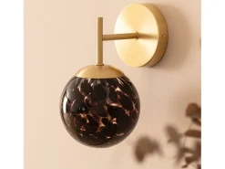 Ledkia Aplique Para Pared-Lámpara de Pared Metal y Cristal Pardo Dorado