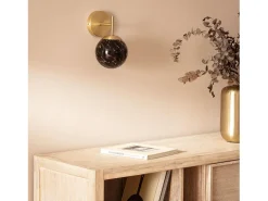 Ledkia Aplique Para Pared-Lámpara de Pared Metal y Cristal Pardo Dorado