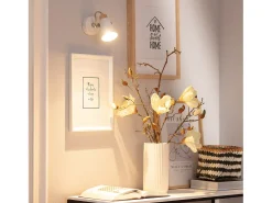 Discount Ledkia Lámpara de Pared Orientable Metal y Madera 1 Foco Mara Blanco Multicolor
