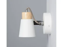 Discount Ledkia Lámpara de Pared Orientable Metal y Madera 1 Foco Mara Blanco Multicolor