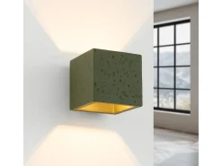 Sollux Lighting Aplique Para Pared-Lámpara de pared Quad industrial de concreto - 1 fuentes luminosas - L.10 x A.10 cm - oliva Verde