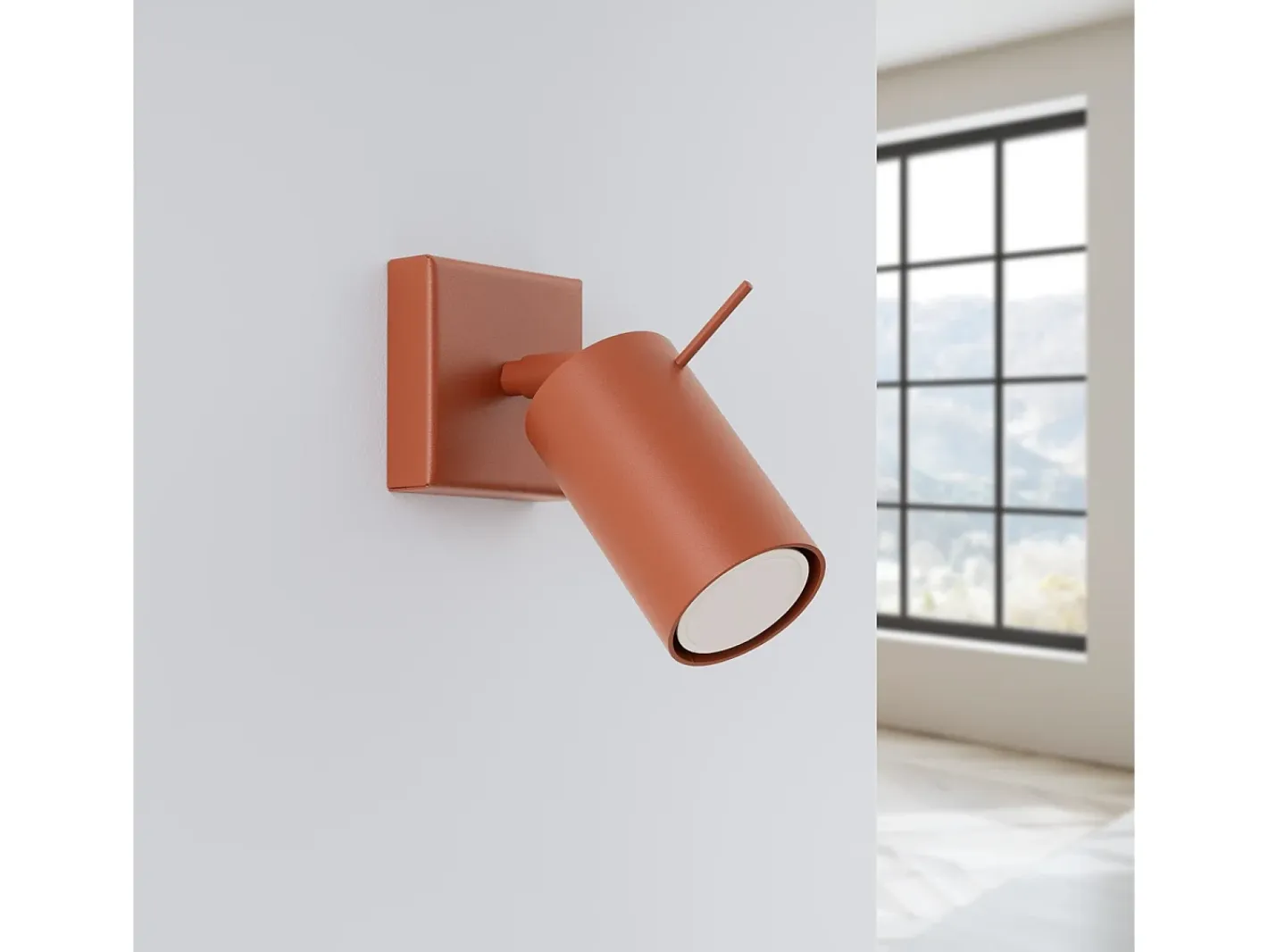 Outlet Sollux Lighting Lámpara De Pared Ring Moderno De Acero - 1 Fuentes Luminosas - L.8 X A.8 Cm - Ocre Rojo