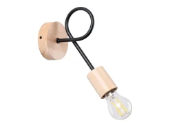Clearance Sollux Lighting Lámpara de pared Sparkon minimalista de acero/madera - 1 fuentes luminosas 4000K - L.10 x A.24 cm - /madera natural Negro