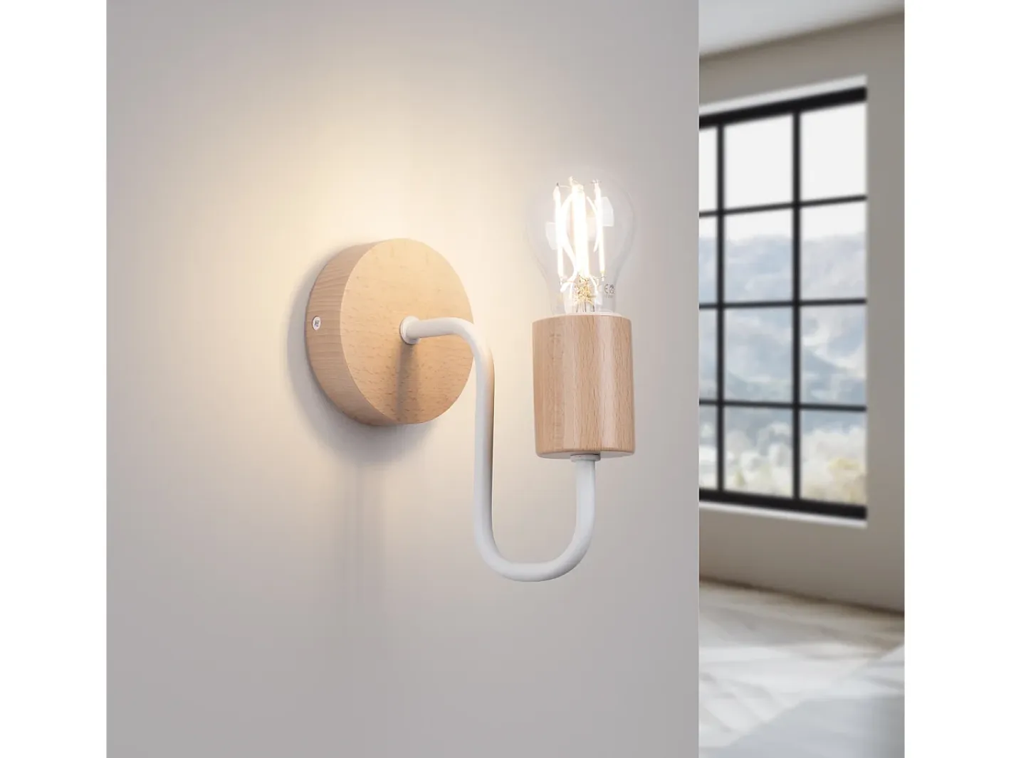 Sollux Lighting Aplique Para Pared-Lámpara De Pared Timbo Desván De Acero/Madera - 1 Fuentes Luminosas - L.8 X A.18,5 Cm - /Madera Natural Blanco