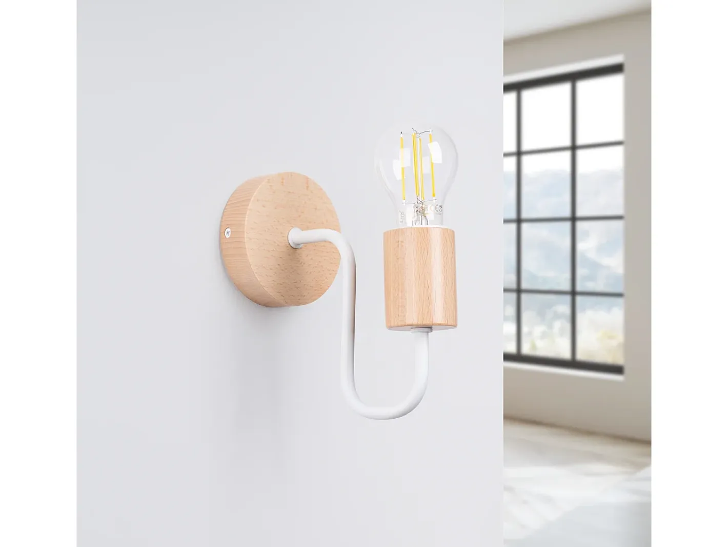 Sollux Lighting Aplique Para Pared-Lámpara De Pared Timbo Desván De Acero/Madera - 1 Fuentes Luminosas - L.8 X A.18,5 Cm - /Madera Natural Blanco