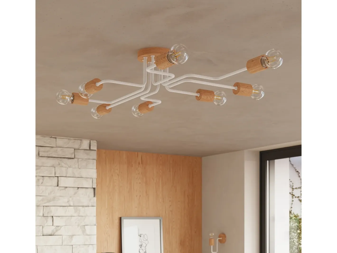 Sollux Lighting Aplique Para Pared-Lámpara De Pared Timbo Desván De Acero/Madera - 1 Fuentes Luminosas - L.8 X A.18,5 Cm - /Madera Natural Blanco