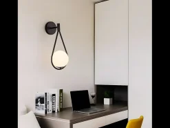 New Lámpara De Pared Toolight G093-1W Black White Negro