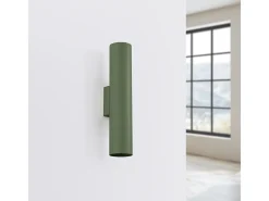 Sollux Lighting Lámpara de pared Toris desván de acero - 2 fuentes luminosas 3000K - L.6 x A.30 cm - oliva Verde
