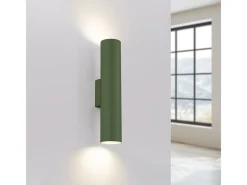 Sollux Lighting Lámpara de pared Toris desván de acero - 2 fuentes luminosas 4000K - L.6 x A.30 cm - oliva Verde Clearance