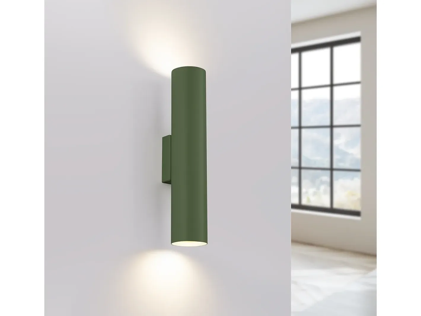 Sollux Lighting Lámpara de pared Toris desván de acero - 2 fuentes luminosas 4000K - L.6 x A.30 cm - oliva Verde Clearance