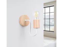 Sollux Lighting Aplique Para Pared-Lámpara de pared Zimbo desván de acero/madera - 1 fuentes luminosas 3000K - L.8 x A.18,5 cm - /madera natural Blanco