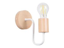 Sollux Lighting Aplique Para Pared-Lámpara de pared Zimbo desván de acero/madera - 1 fuentes luminosas 3000K - L.8 x A.18,5 cm - /madera natural Blanco