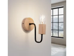 Sollux Lighting Aplique Para Pared-Lámpara de pared Zimbo desván de acero/madera - 1 fuentes luminosas 4000K - L.8 x A.18,5 cm - /madera natural Negro