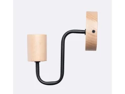 Best Sollux Lighting Lámpara de pared Zimbo desván de acero/madera - 1 fuentes luminosas 3000K - L.8 x A.18,5 cm - /madera natural Negro