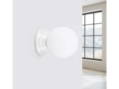 Sale Sollux Lighting Lámpara de pared Zori minimalista de cerámica/vidrio vidriado - 1 fuentes luminosas - L.12 x A.12 cm - Blanco