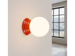 Sollux Lighting Aplique Para Pared-Lámpara de pared Zori minimalista de cerámica/vidrio vidriado - 1 fuentes luminosas - L.12 x A.12 cm - durazno Rosa