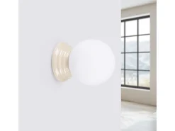 Sollux Lighting Lámpara de pared Zori minimalista de cerámica/vidrio vidriado - 1 fuentes luminosas - L.12 x A.12 cm - Beige Clearance