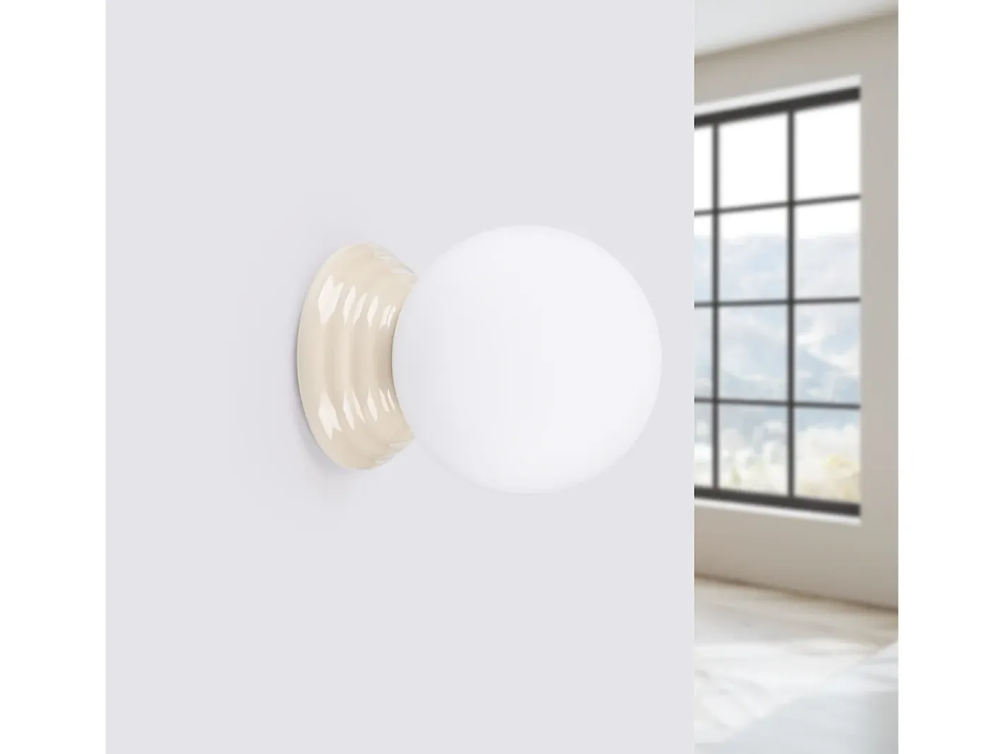 Sollux Lighting Lámpara de pared Zori minimalista de cerámica/vidrio vidriado - 1 fuentes luminosas - L.12 x A.12 cm - Beige Clearance