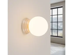 Sollux Lighting Lámpara de pared Zori minimalista de cerámica/vidrio vidriado - 1 fuentes luminosas - L.12 x A.12 cm - Beige Clearance