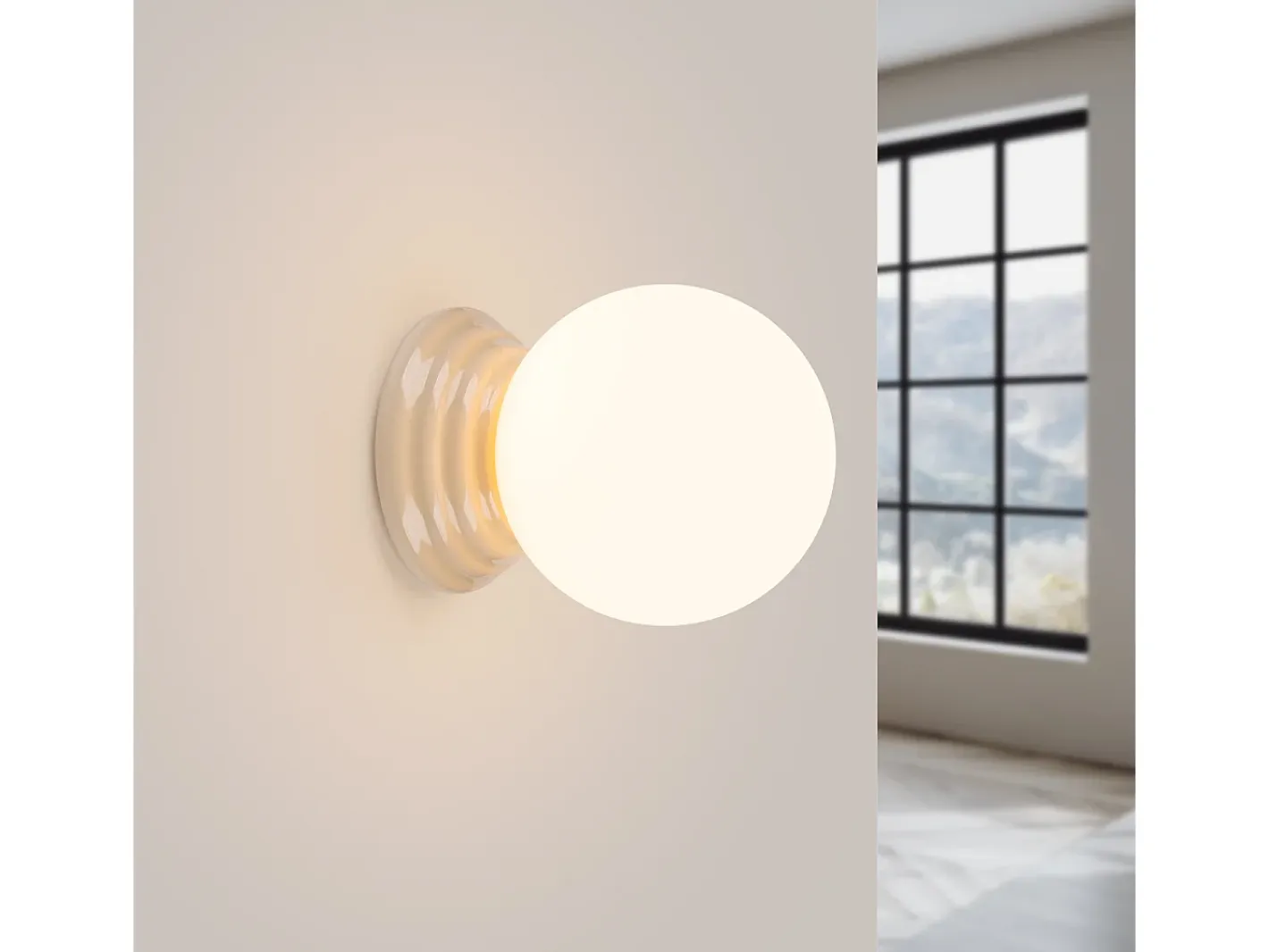 Sollux Lighting Lámpara de pared Zori minimalista de cerámica/vidrio vidriado - 1 fuentes luminosas - L.12 x A.12 cm - Beige Clearance