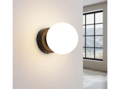 Sollux Lighting Lámpara de pared Zynfi moderno de acero/vidrio - 1 fuentes luminosas 4000K - L.12 x A.12 cm - Negro Sale