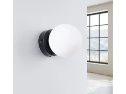 Sollux Lighting Lámpara de pared Zynfi moderno de acero/vidrio - 1 fuentes luminosas 3000K - L.12 x A.12 cm - Negro Online