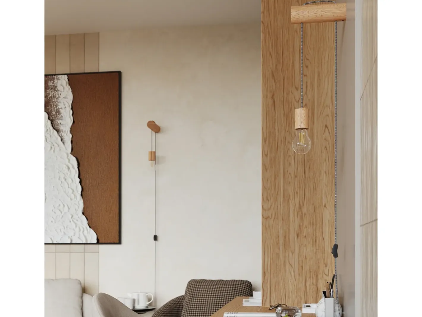 Sollux Lighting Aplique Para Pared-Lámpara de pared Zynto desván de madera - 1 fuentes luminosas 3000K - L.6 x A.55 cm - madera natural//negro Blanco